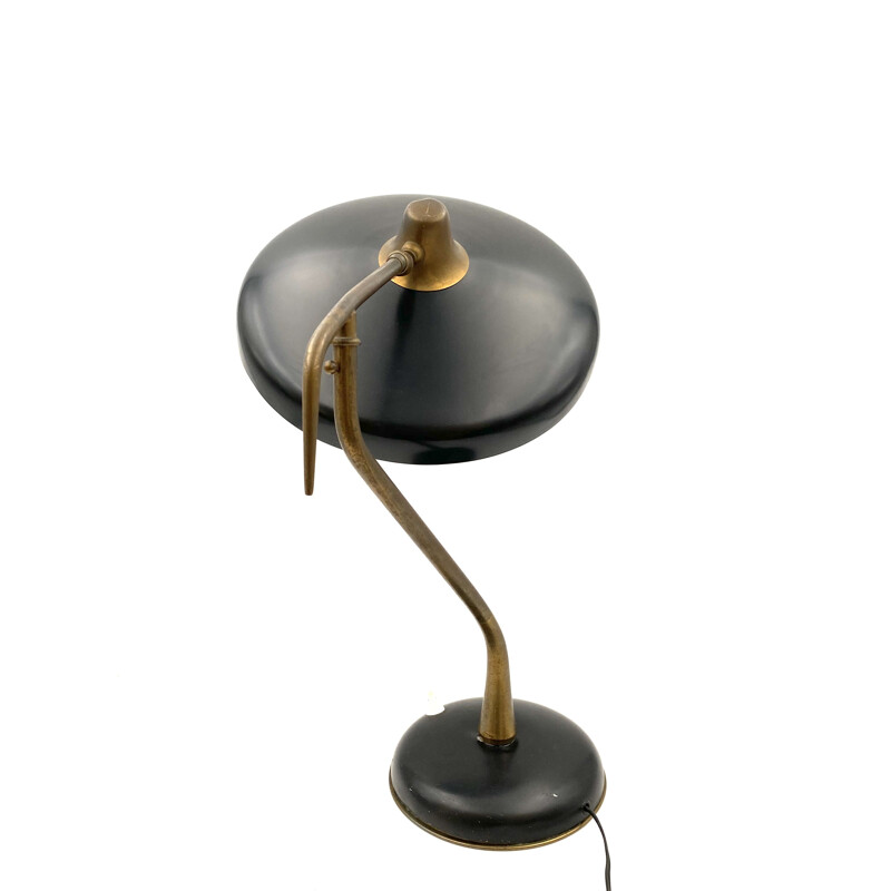  Mid-Century Mod. 331 Brass and black Executive Desk Lamp, Prod. Lumi, Oscar Torlasco 1950