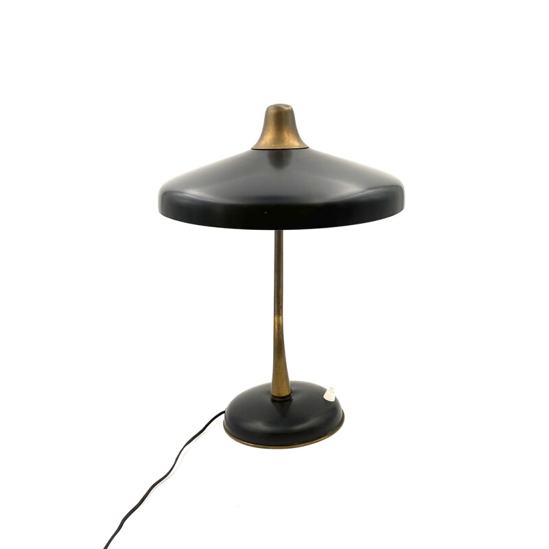  Mid-Century Mod. 331 Brass and black Executive Desk Lamp, Prod. Lumi, Oscar Torlasco 1950