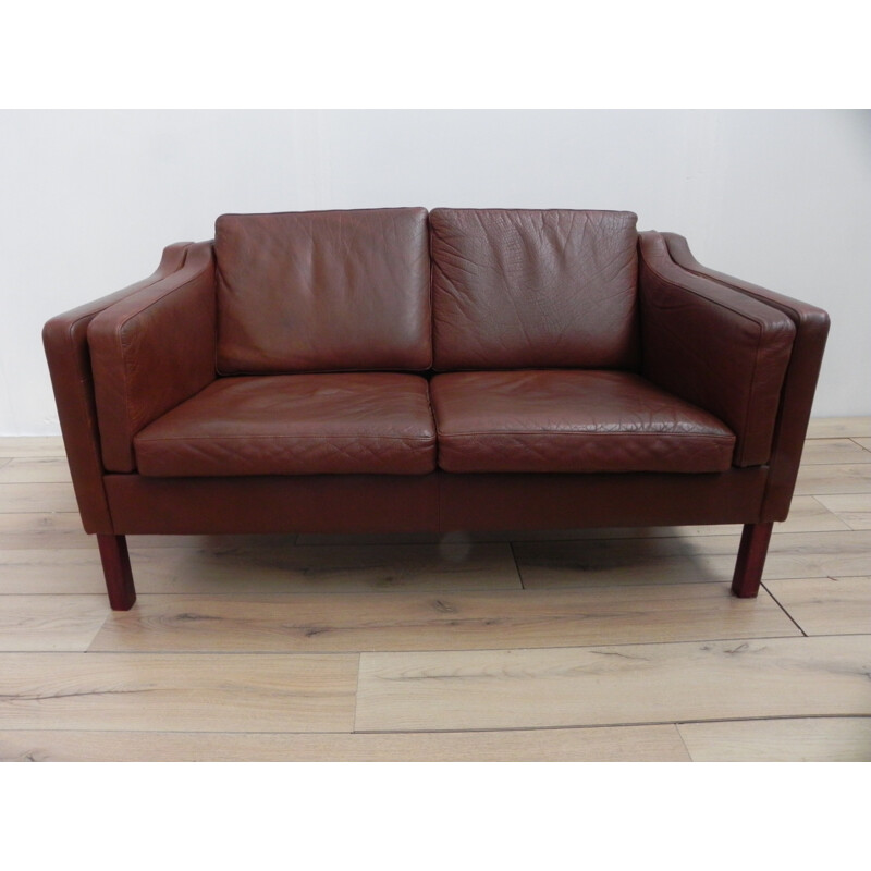 Scandinavian sofa in brown leather - 1970s