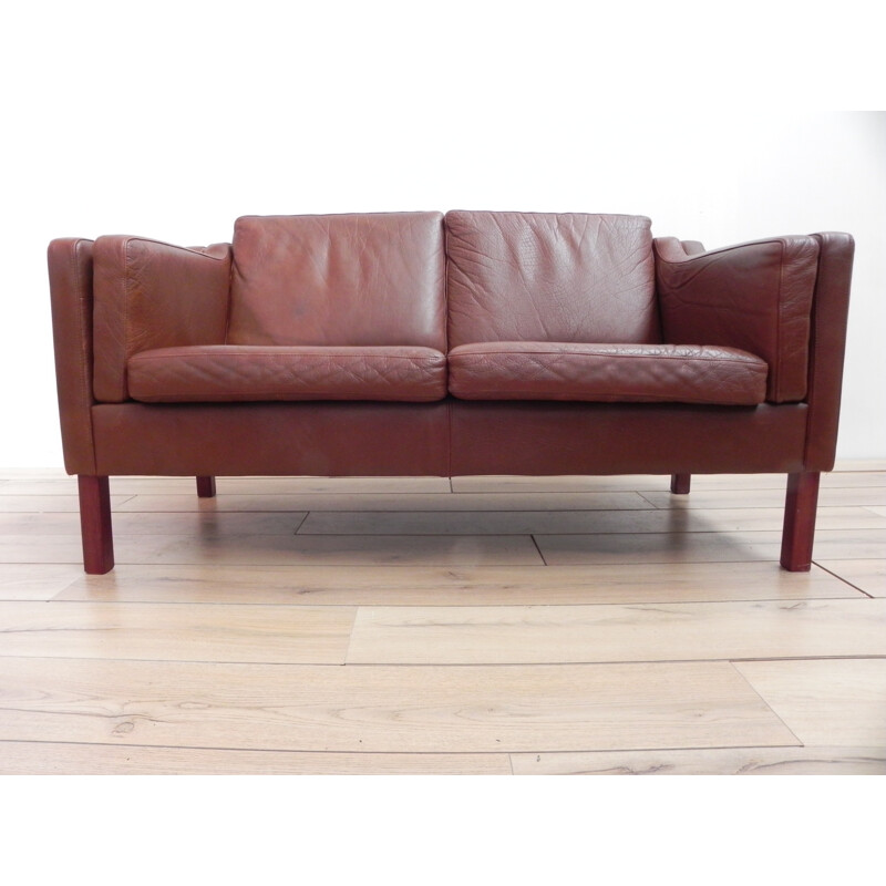 Scandinavian sofa in brown leather - 1970s