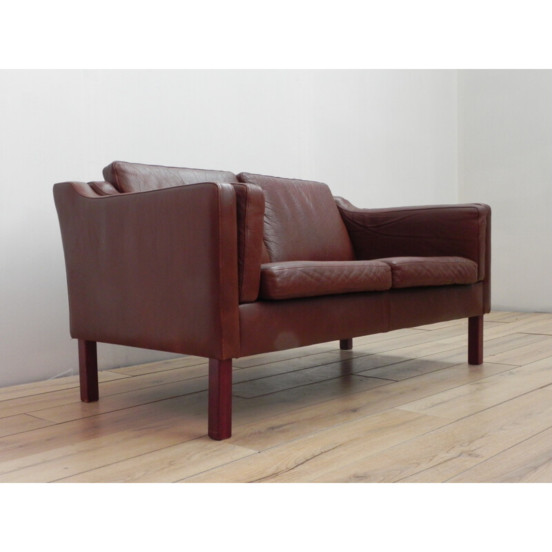 Scandinavian sofa in brown leather - 1970s