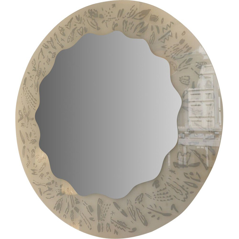 Vintage mirror by Ugo La Pietra for Glasmäster, 1980