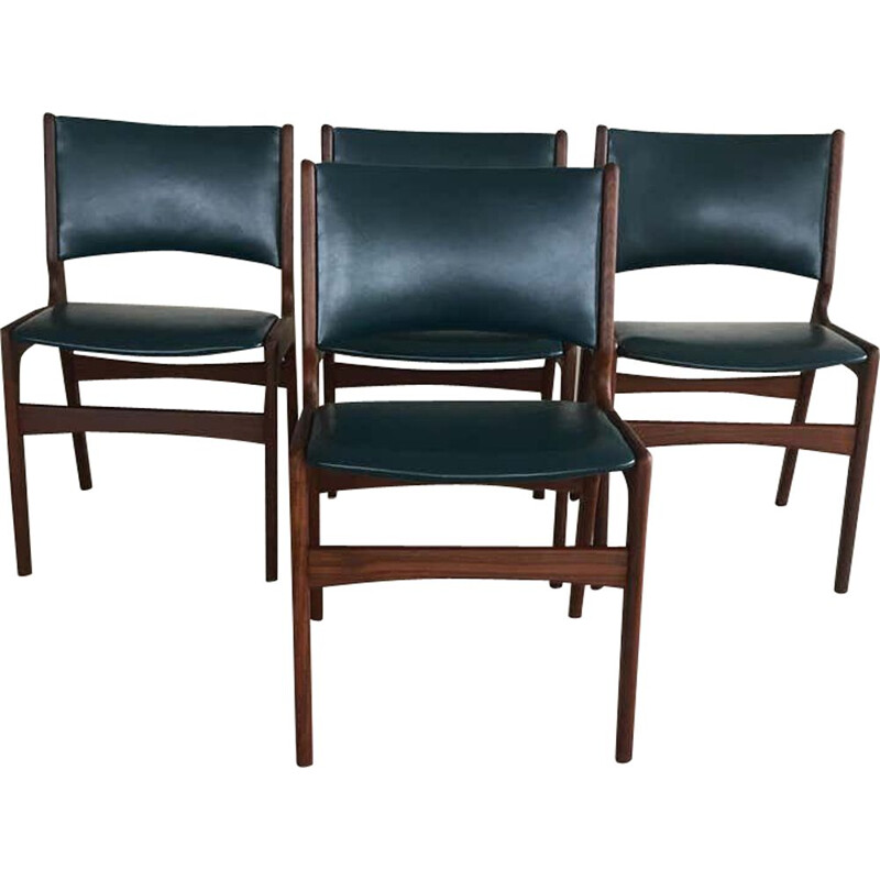 Set of 4 vintage Dining Chairs in Solid Teak, Inc. Reupholstery Danish 1980s