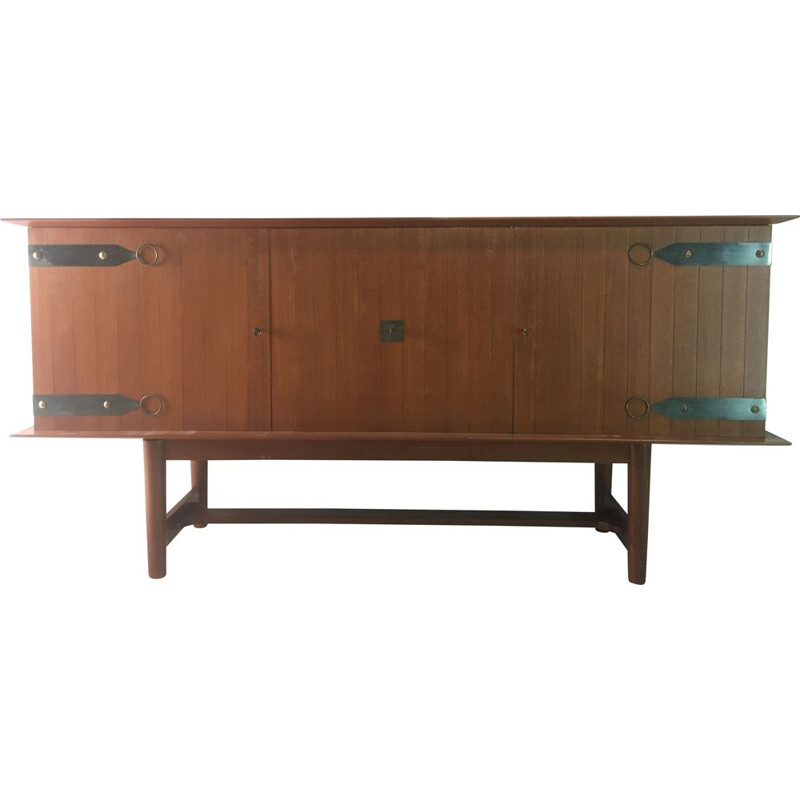 Vintage 3 doors teak sideboard by Henri Lancel 1950