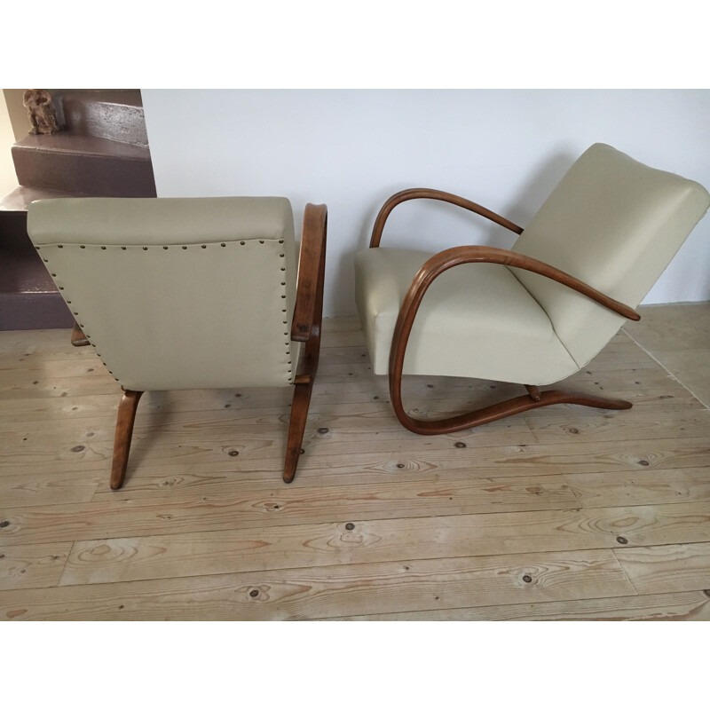 Paire de fauteuils vintage Jindrich Halabala 1950