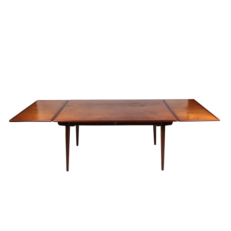 Vintage teakhouten eettafel met verlengstukken Hans J. Wegner Andreas Tuck 1960.