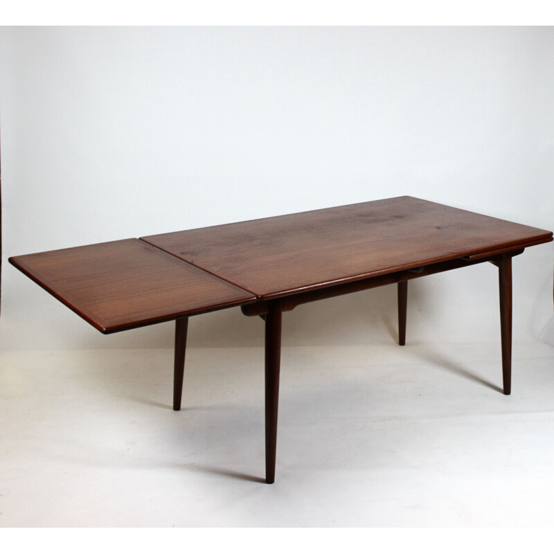 Mesa de jantar Vintage de teca com extensões Hans J. Wegner Andreas Tuck 1960s.