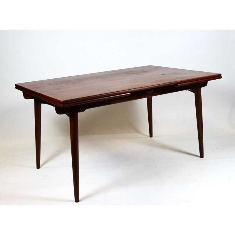 Vintage teakhouten eettafel met verlengstukken Hans J. Wegner Andreas Tuck 1960.