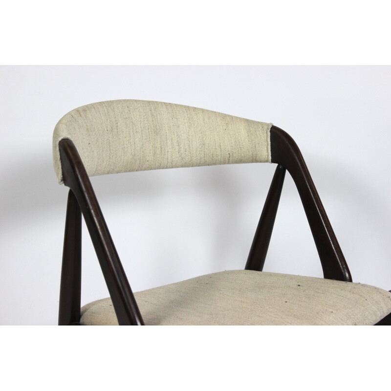 Juego de 6 sillas vintage de teca y tela modelo 31 de Kai Kristiansen para Schou Andersen, 1960