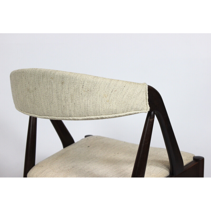 Juego de 6 sillas vintage de teca y tela modelo 31 de Kai Kristiansen para Schou Andersen, 1960