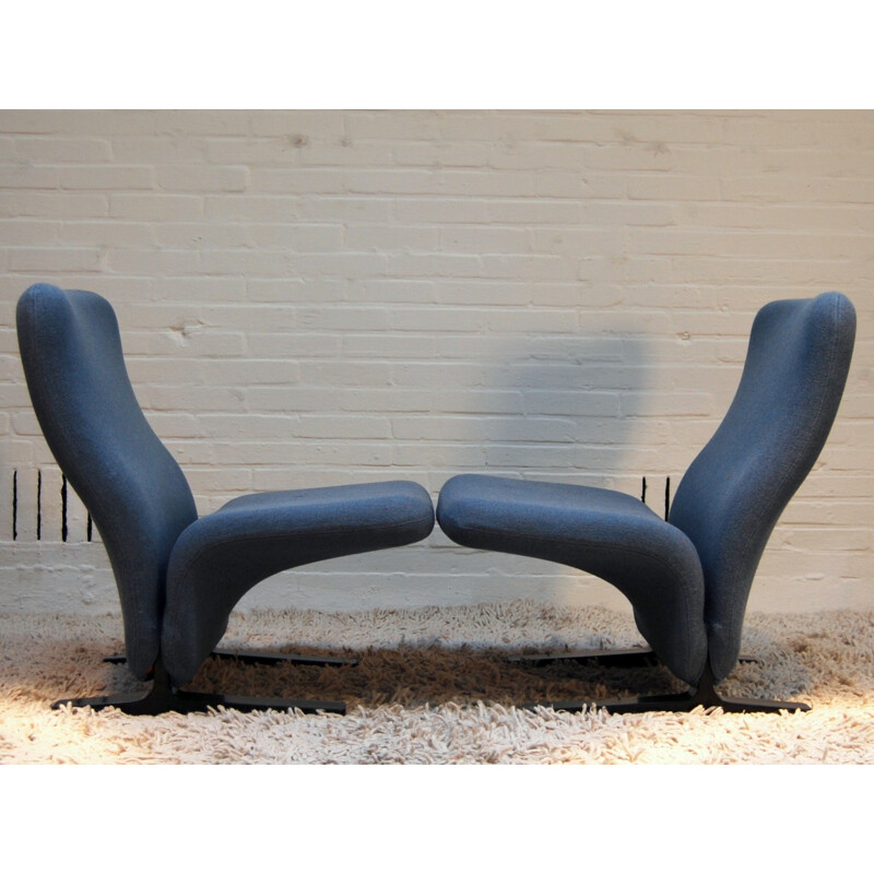 Pair of blue armchairs "Concorde" - 1970s