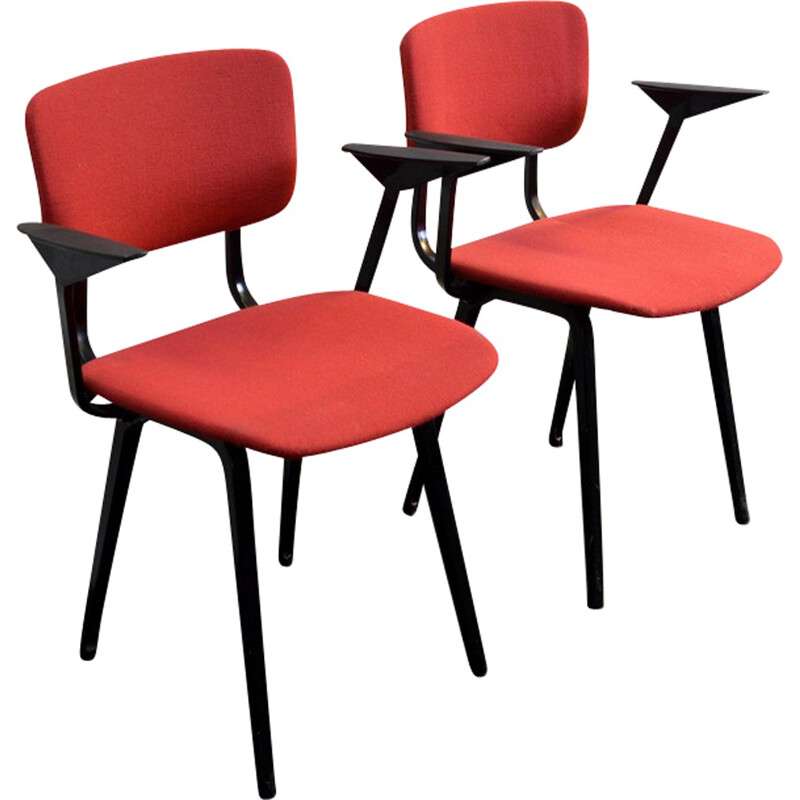Set of 2 Arhend Circle red and black chairs, Friso KRAMER - 1960s
