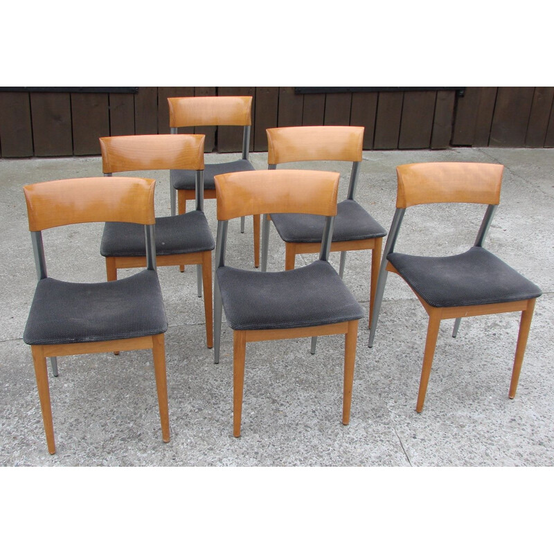 Set of 6 vintage Potocco chairs, Italy 1980s