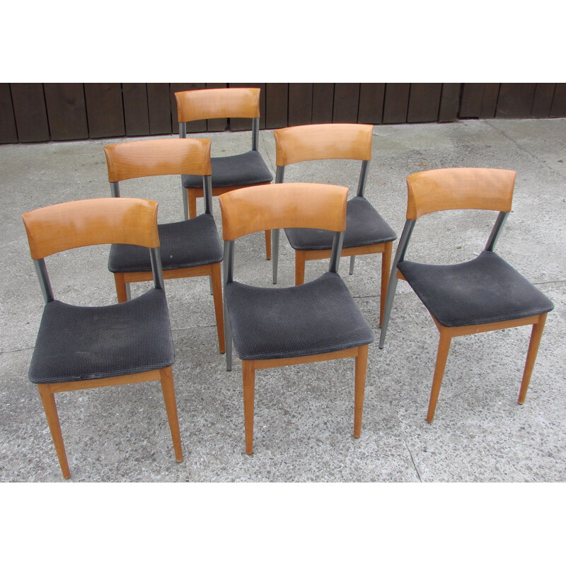 Lot de 6 chaises vintage Potocco, Italie 1980