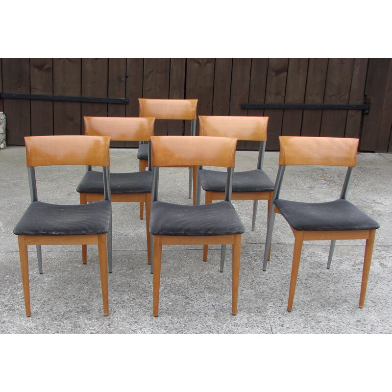 Set of 6 vintage Potocco chairs, Italy 1980s