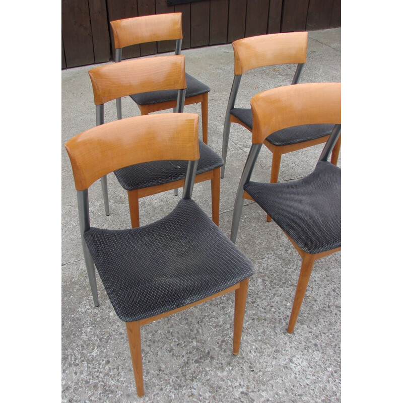 Set of 6 vintage Potocco chairs, Italy 1980s