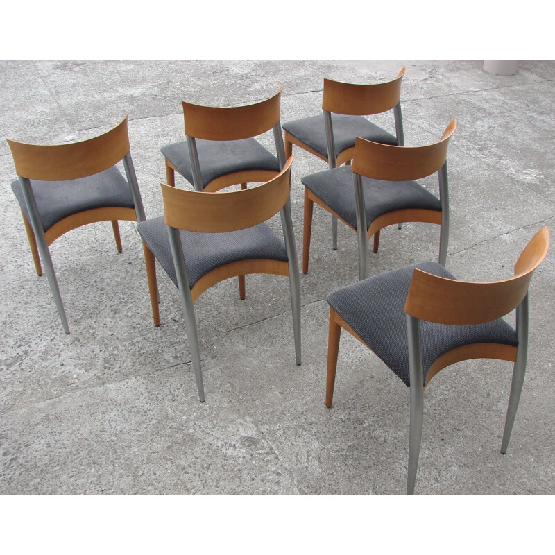 Set of 6 vintage Potocco chairs, Italy 1980s