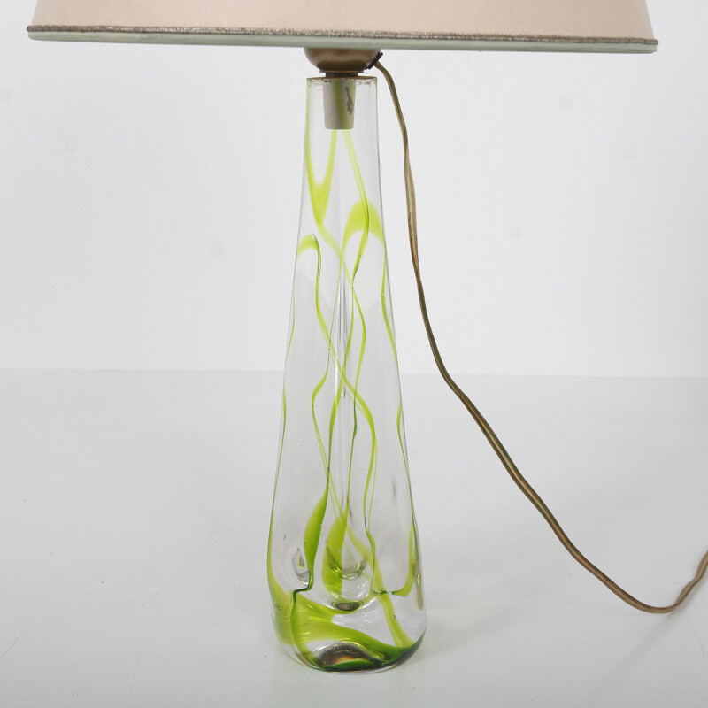 Vintage Glass table lamp by Kristalunie Maastricht, Netherlands 1950s