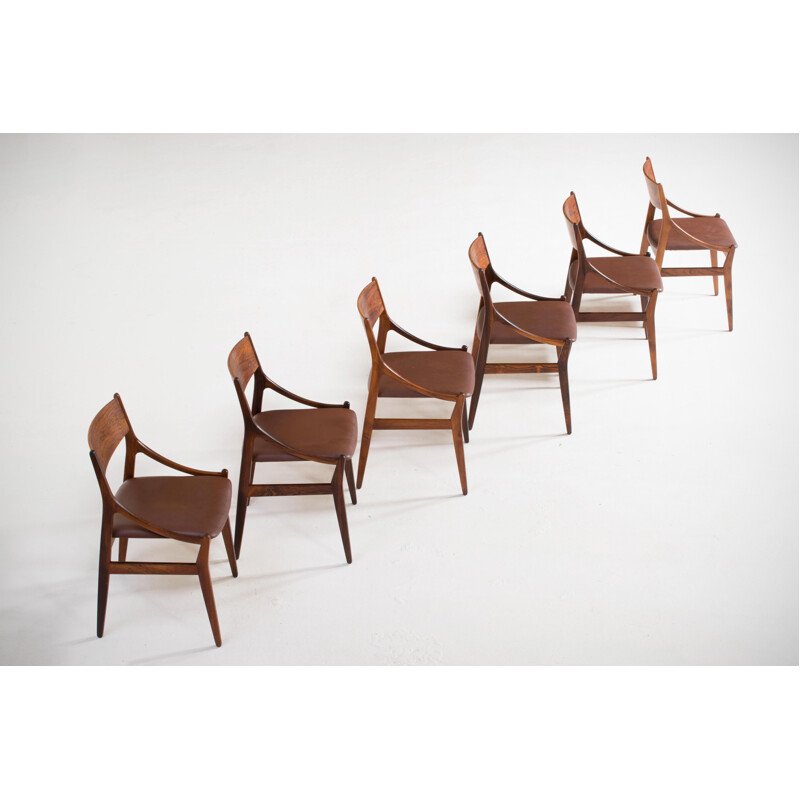 Ensemble de 6 chaises vintage H. Vestervig Eriksen palissandre