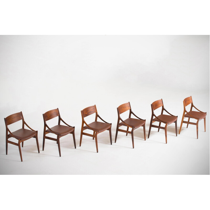 Ensemble de 6 chaises vintage H. Vestervig Eriksen palissandre