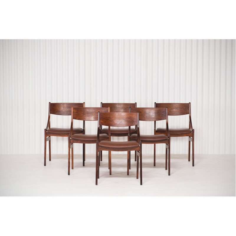 Set Of 6 vintage Dining Chairs H. Vestervig Eriksen, Rosewood