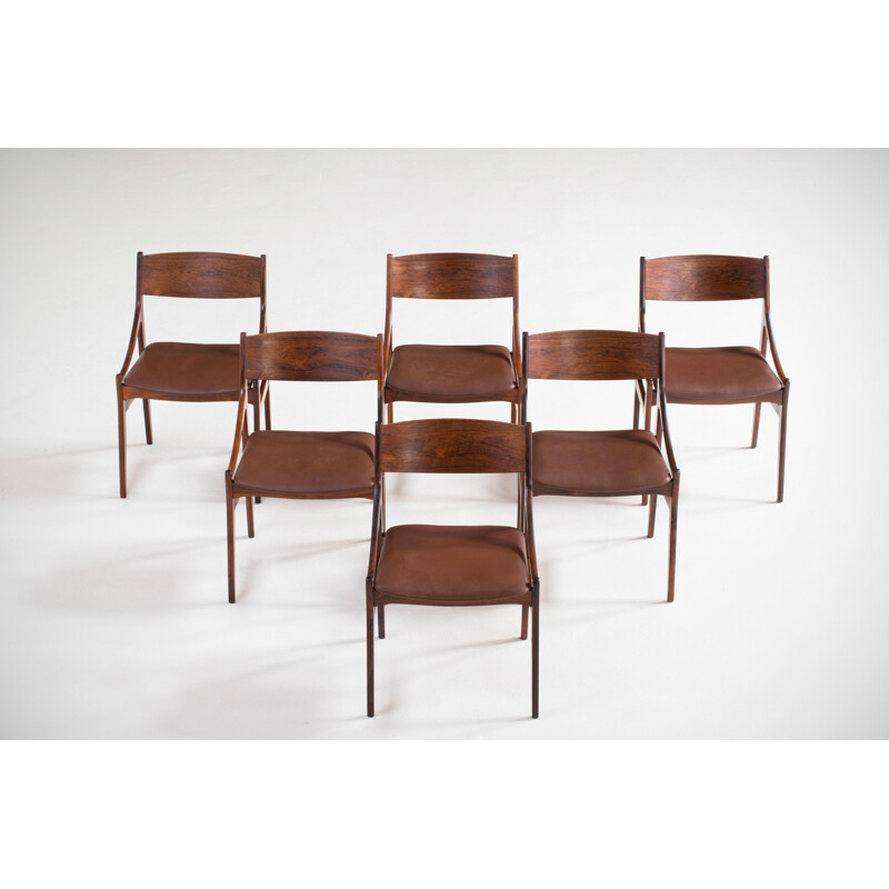 Ensemble de 6 chaises vintage H. Vestervig Eriksen palissandre