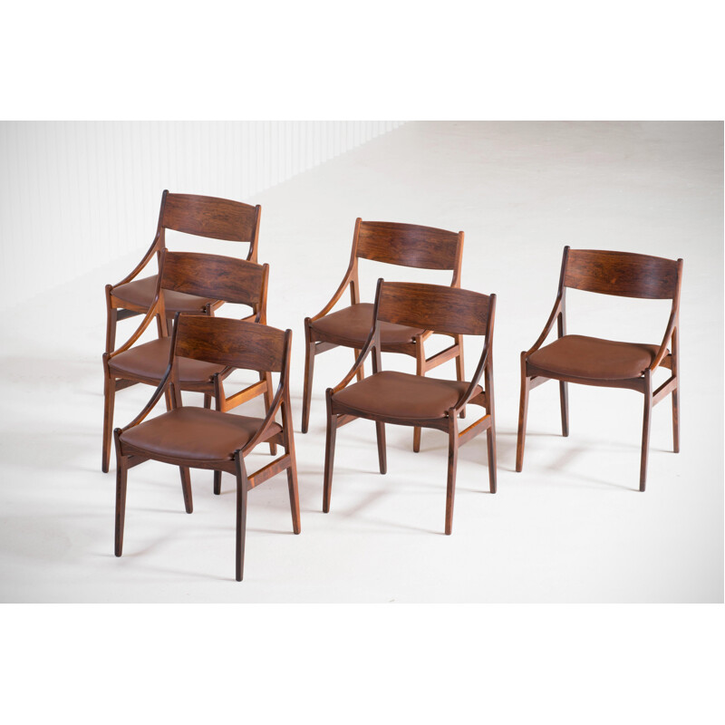 Set Of 6 vintage Dining Chairs H. Vestervig Eriksen, Rosewood