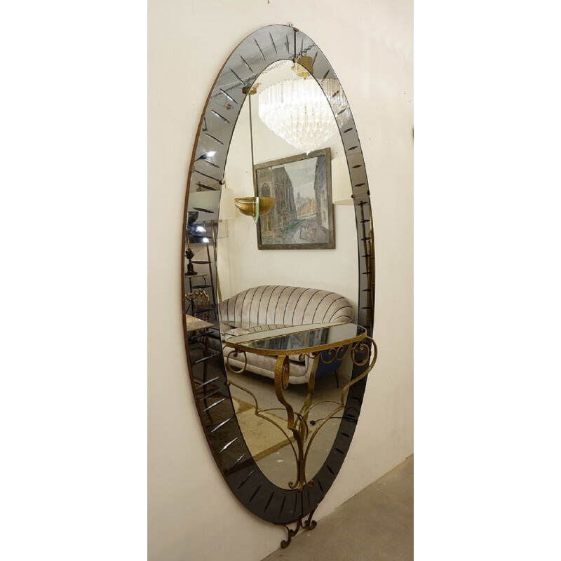 Miroir vintage avec table console de Cristal Art, 1950