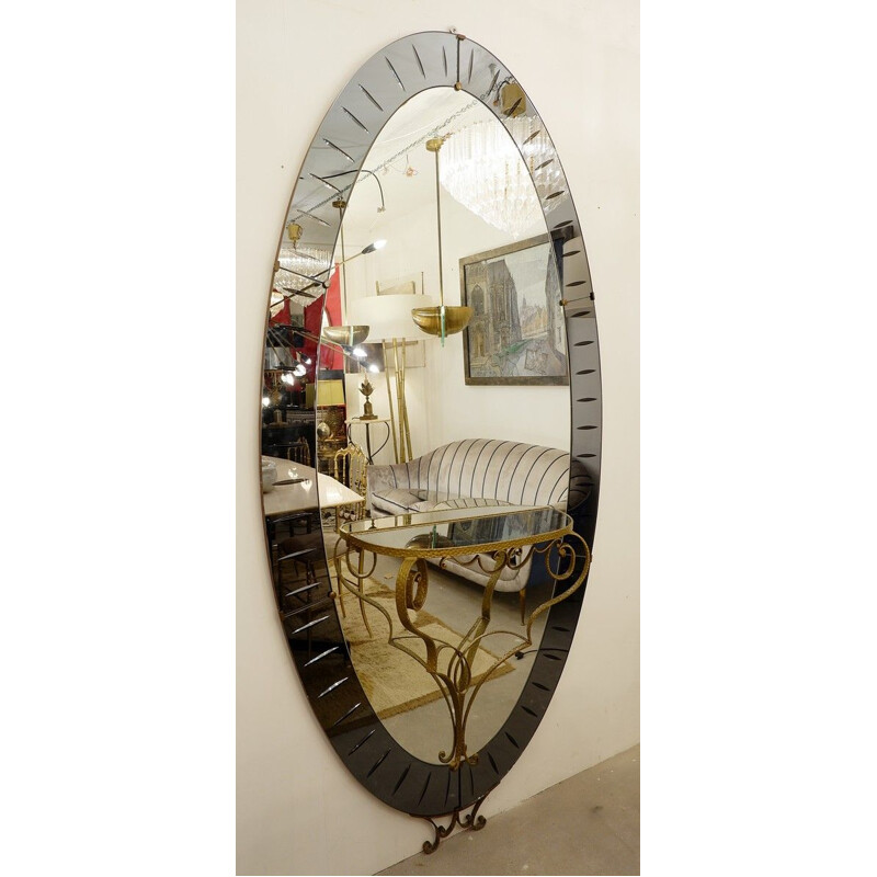 Vintage mirror with console table by Cristal Art, 1950