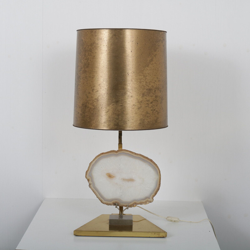 Lampe de table Vintage en agate de Belgique 1970
