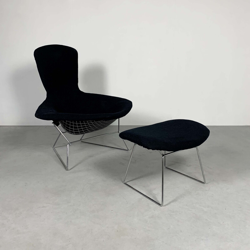 Vintage Bird Lounge Chair plus Ottoman by Harry Bertoia for Knoll, 1960s
