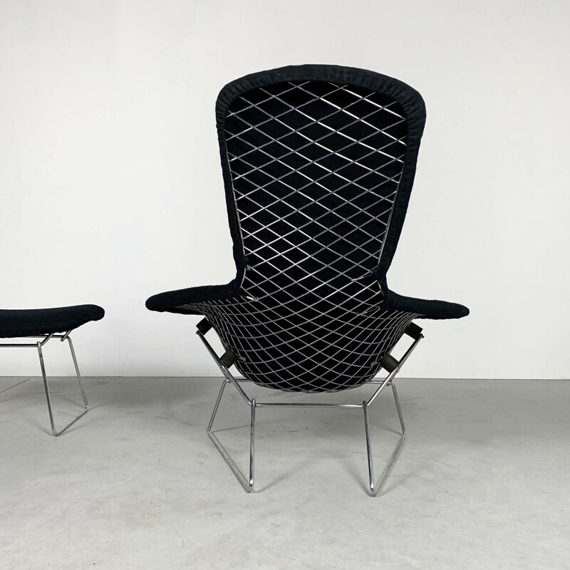 Vintage Bird Lounge Chair plus Ottoman by Harry Bertoia for Knoll, 1960s