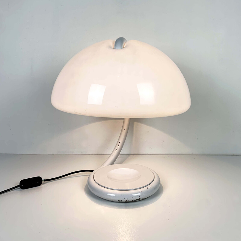 Vintage White Serpente Table Lamp by Elio Martinelli for Martinelli Luce, 1970s