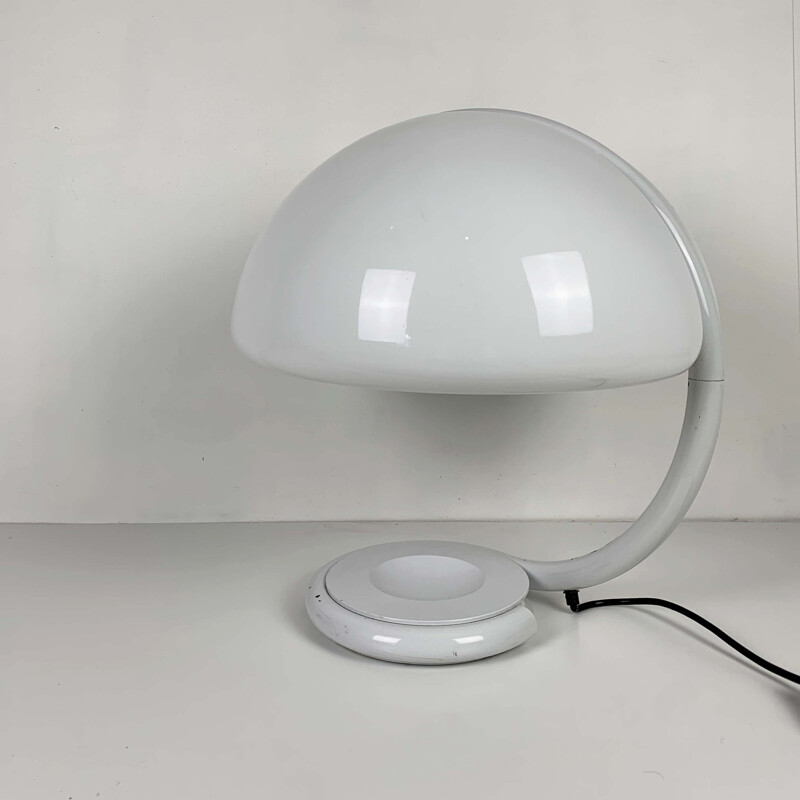 Lampe de table Vintage White Serpente d'Elio Martinelli pour Martinelli Luce 1970