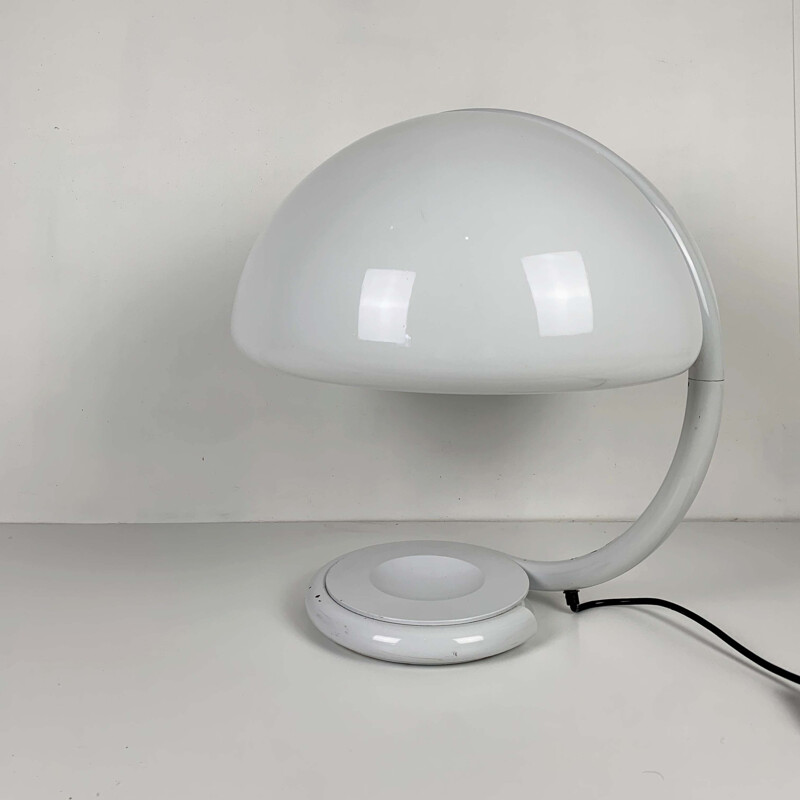 Vintage White Serpente Table Lamp by Elio Martinelli for Martinelli Luce, 1970s