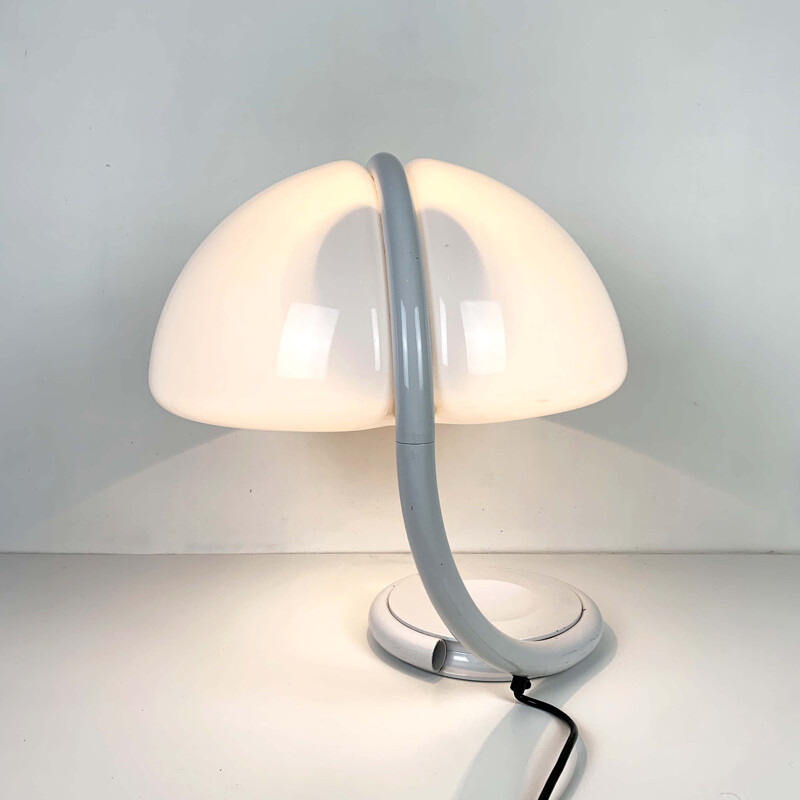 Lampe de table Vintage White Serpente d'Elio Martinelli pour Martinelli Luce 1970