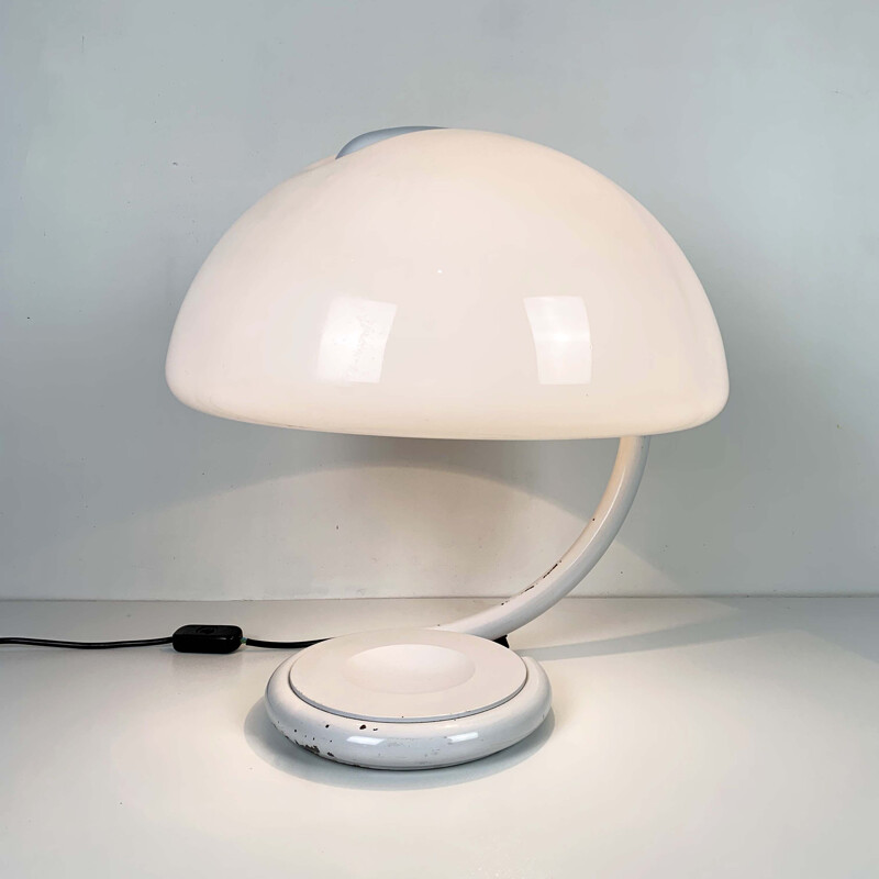 Vintage White Serpente Table Lamp by Elio Martinelli for Martinelli Luce, 1970s