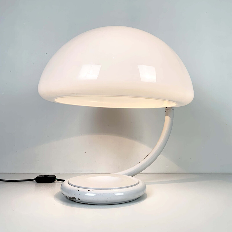 Vintage White Serpente Table Lamp by Elio Martinelli for Martinelli Luce, 1970s