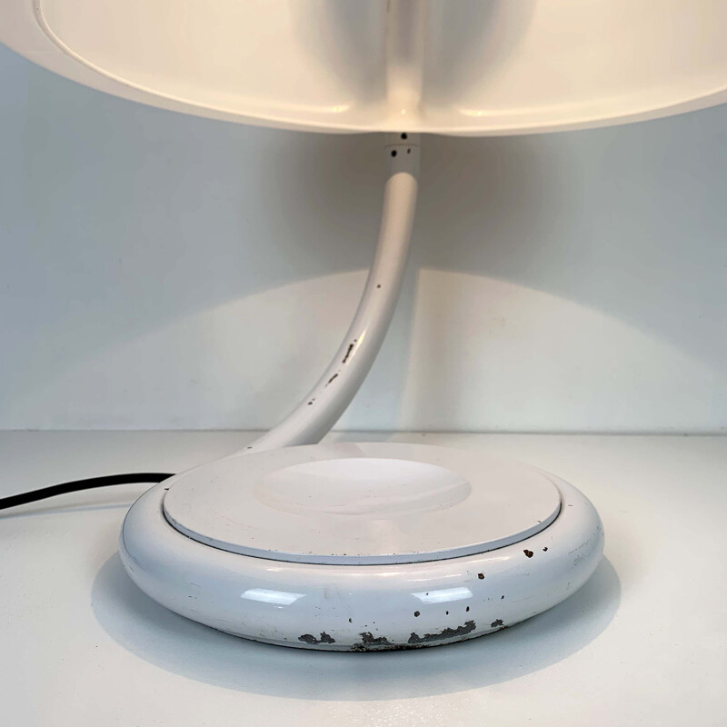 Lampe de table Vintage White Serpente d'Elio Martinelli pour Martinelli Luce 1970