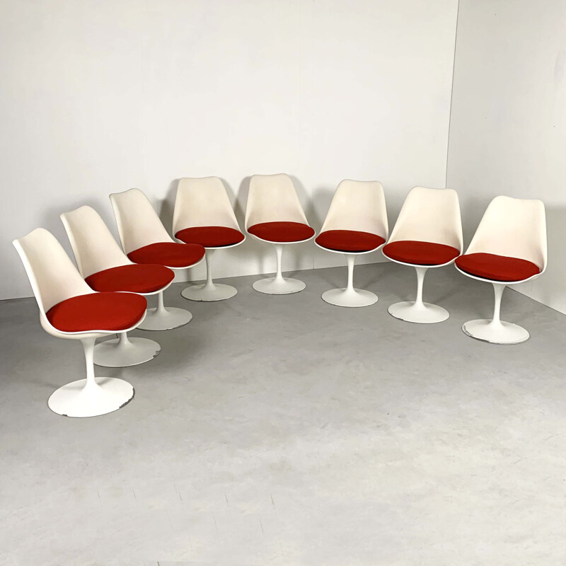 Lot de 8 chaises vintage Tulip de Eero Saarinen pour Knoll 1970