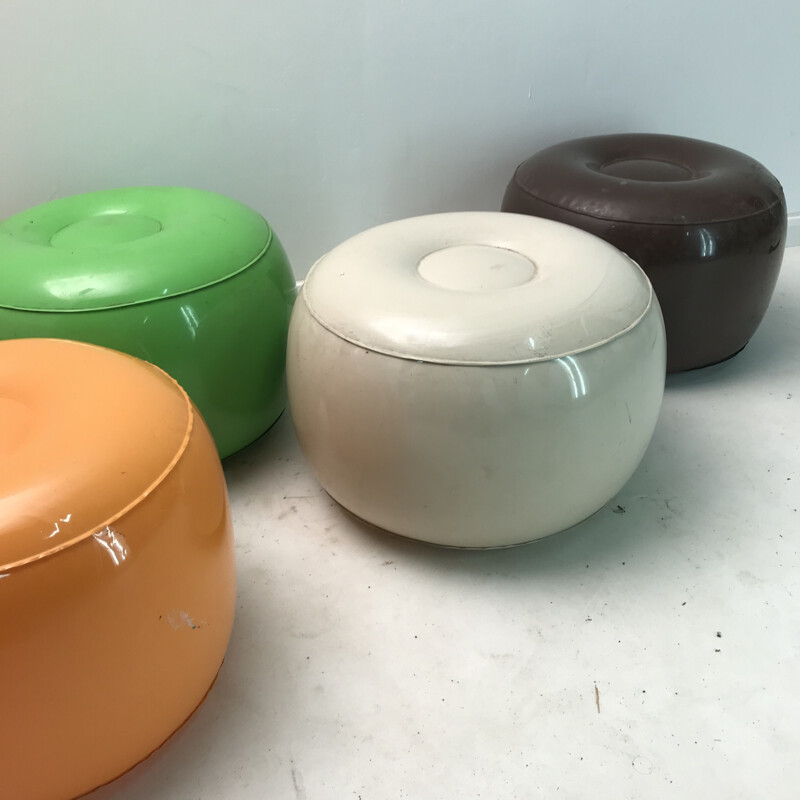 Set of 6 Vintage inflatable footstools Plasteco 1968 edition