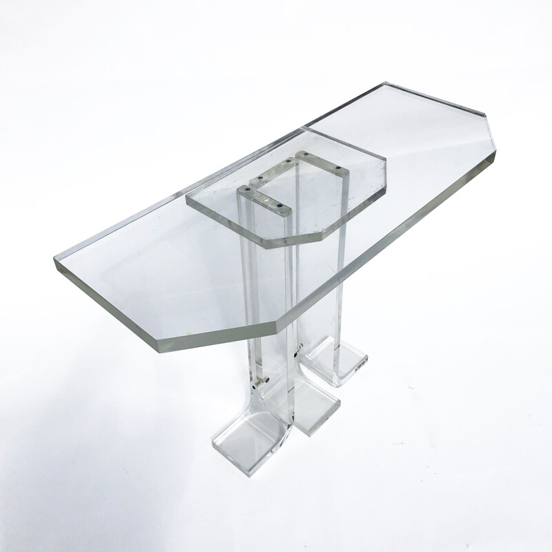 Vintage lucite console table, 1970