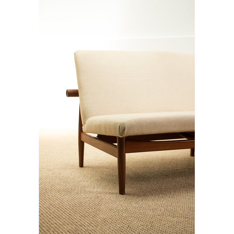 Vintage 3-seater sofa in Teak, brass and fabric, model 137-2 by Finn Juhl Danish 1958