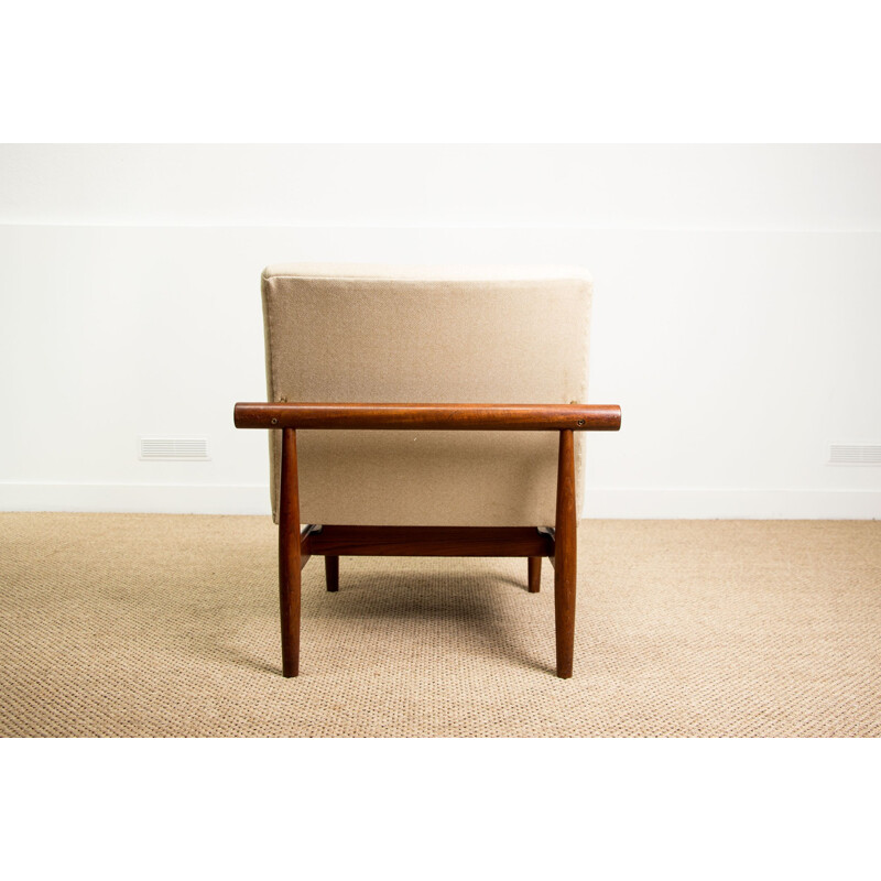 Pair of Vintage Teak, Brass and Fabric Armchairs, model 137 by Finn Juhl Danish 1958