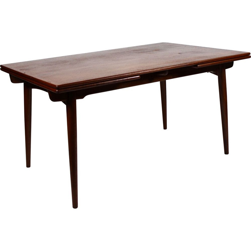 Vintage teakhouten eettafel met verlengstukken Hans J. Wegner Andreas Tuck 1960.