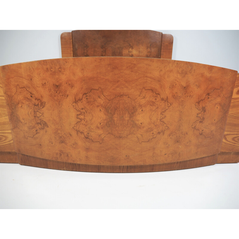 Vintage Bed Art Deco Walnut  by Jindřich Halabala for UP Závody, 1950s