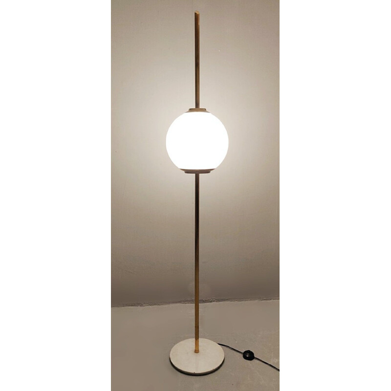 Lampadaire vintage en Laiton Et Marbre, Italie, 1960s