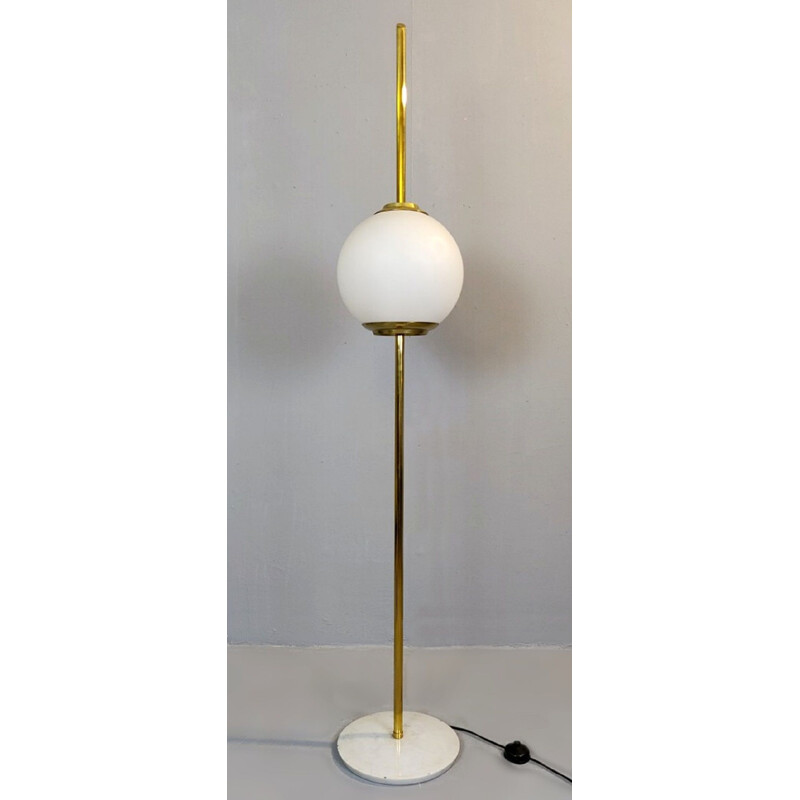 Vintage floor lamp in Brass And Marble, Italy, 1960s