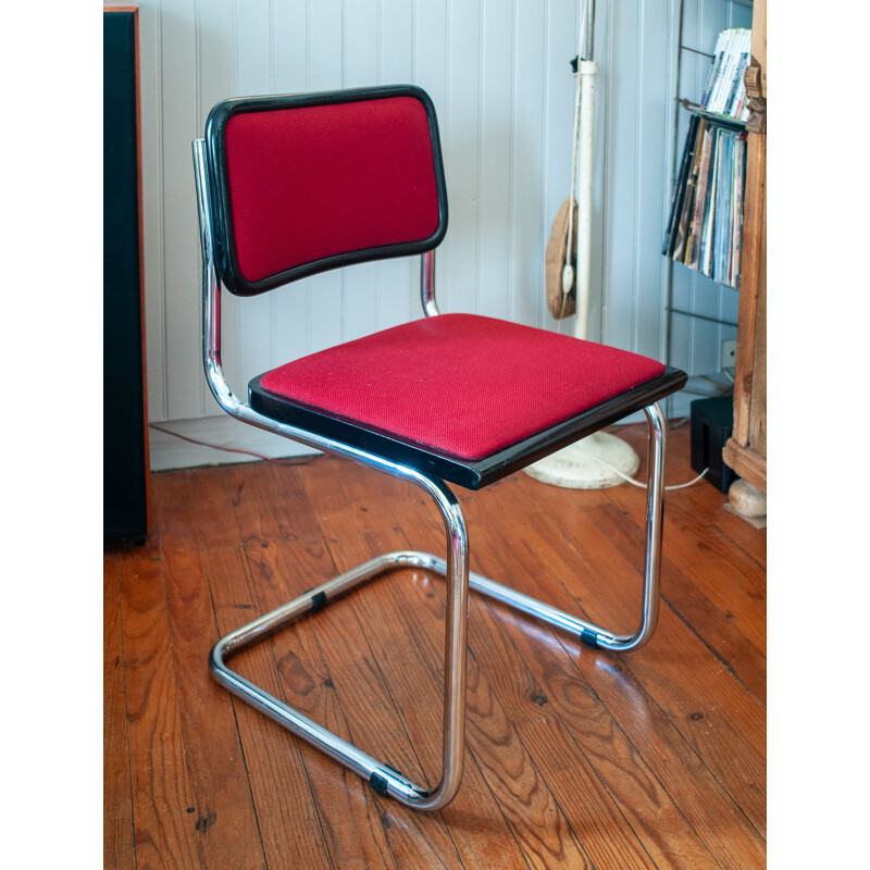 Vintage B32 chair Marcel Breuer red fabric Italy 1980