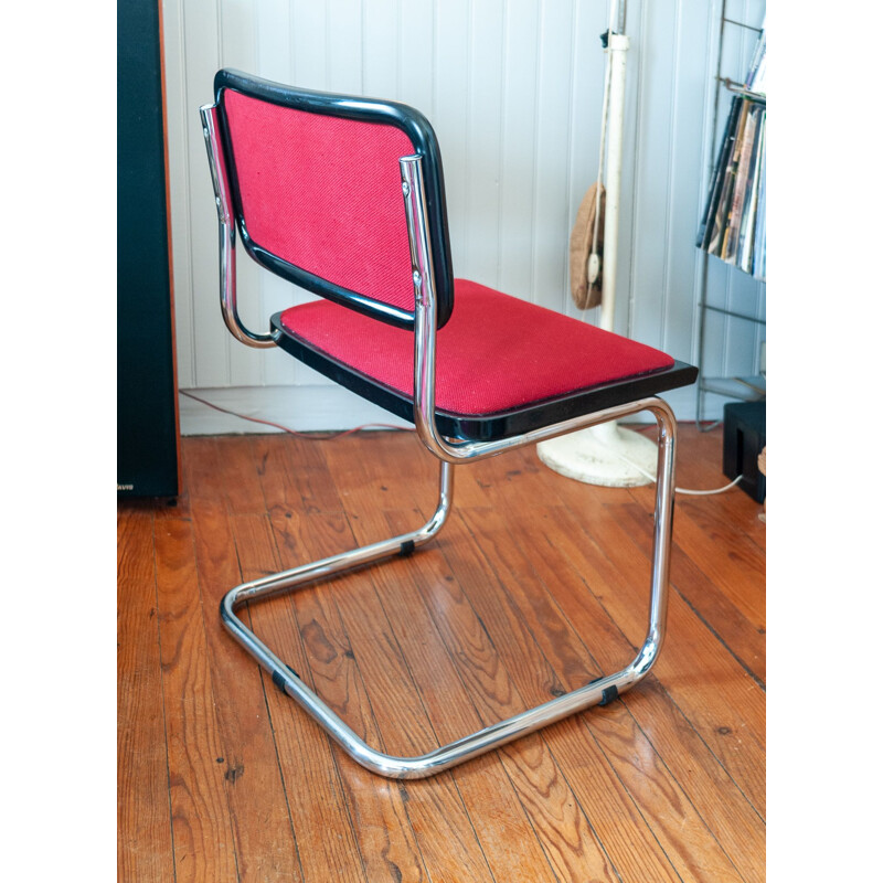 Vintage B32 chair Marcel Breuer red fabric Italy 1980
